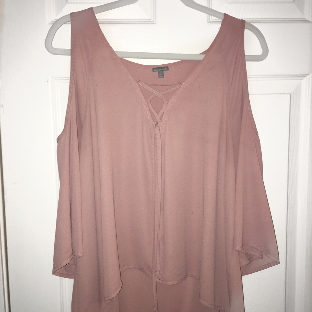 Blush Pink Cold Shoulder Blouse